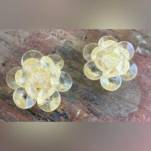 Vintage 1950s W Germany Yellow Flower Clip Earrings Mid Century Retro Statement